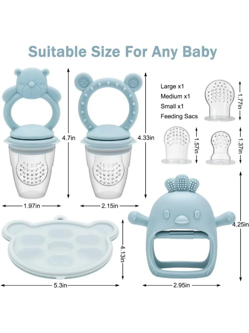 Baby Teething Toy Set with Fruit Feeder & Popsicle Molds | BPA-Free Ice Tray for